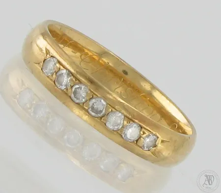 Timanttisormus 7xn.0.03ct, koko 17¼, kaiverrettu, 750br, Paino: 3,4 g