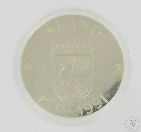 Juhlaraha, Åland 1921-1991, nimellisarvo 100mk, 925, Paino: 24 g