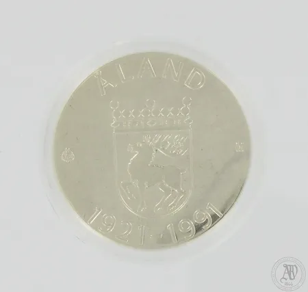 Juhlaraha, Åland 1921-1991, nimellisarvo 100mk, 925, Paino: 24 g