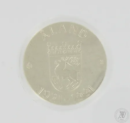 Juhlaraha, Åland 1921-1991, nimellisarvo 100mk, 925, Paino: 24 g