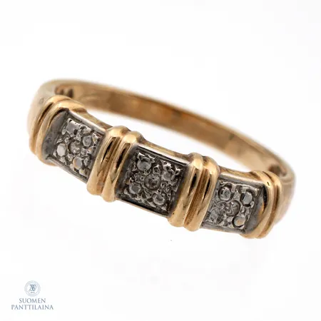 Timanttisormus 3xn.0.005ct, koko 16¼, 585, Paino: 2,2 g