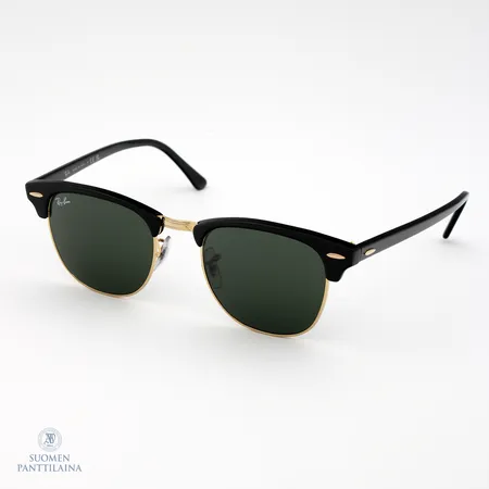 Aurinkolasit, Ray-Ban Clubmaster Classic RB3016 W0365, 51/21, nahkakotelo joka on hieman rikki