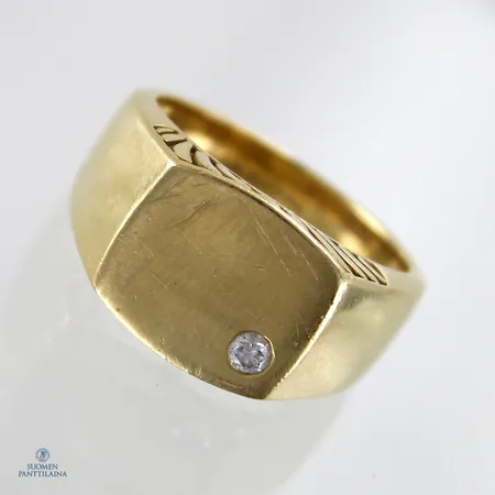 Timanttikantasormus 1xn.0.0.08ct, käytön jälkiä, koko 19, 585,  Paino: 10,8 g