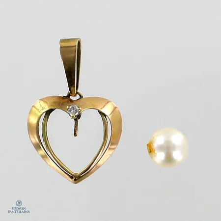 Viallinen helmi-riipus timantilla 1xn.0.01ct, korkeus 21mm, 585br,  Paino: 1,3 g