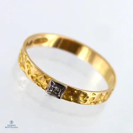 Timanttisormus 1xn.0.005ct, koko 17, 750 kelta- ja valkokulta,  Paino: 1,3 g