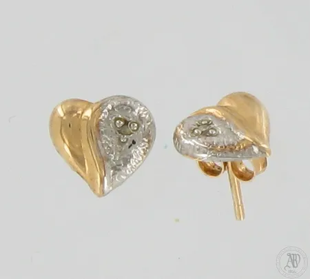 Korvakorut timanteilla 2xn0.005ct, korkeus 8mm, 585br, Paino: 0,5 g