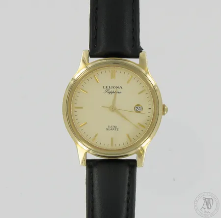 Teräsrannekello Leijona Sapphire 5020-1546, 5 ATM, nahkaranneke, quartz:paristo loppunut