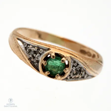 Smaragdisormus timanteilla 8xn.0.005ct,, koko 16, 585br,  Paino: 2,2 g