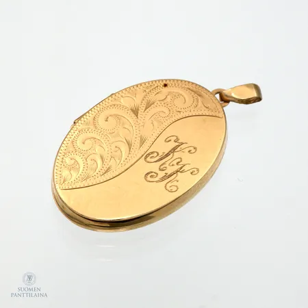 Medaljonki, korkeus 40mm, kaiverrettu, 585br,  Paino: 5,3 g