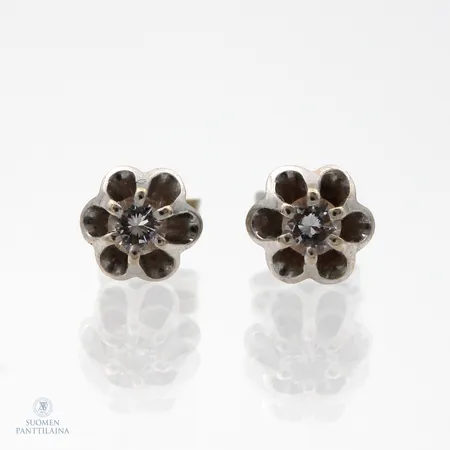 Timanttikorvakorut 2xn.0.12ct, 585 valkokultaa,  Paino: 1,1 g