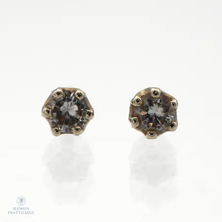 Timanttikorvakorut 2xn.0.14ct, yksi ylimääräinen tausta, 585 valkokultaa,  Paino: 1,2 g