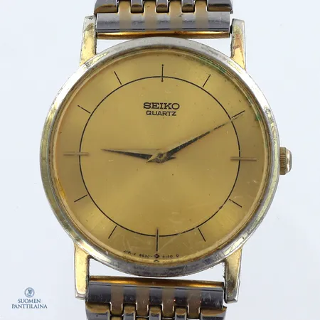Teräsrannekello, Seiko, Quartz, 6530-6060, lasissa naarmuja, käytön jälkiä, rungon Ø30mm, metallirannekkeen pituus 170-210mm, 