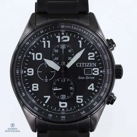 Teräsrannekello, Citizen  Eco-Drive, 8612-S126941, rungon Ø43mm, metallirannekkeen pituus 210mm, laatikko 