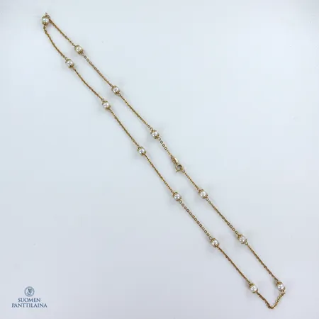 Helmi-kaulakoru, pituus 56cm, 585br,  Paino: 9 g