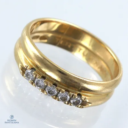 Timanttisormus 5xn.0.03ct, kaiverrettu, koko 17½, 750,  Paino: 5,3 g
