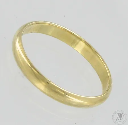 Sileä sormus, koko 18½, leveys 3mm, 585,  Paino: 2,2 g