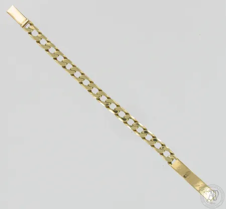 Panssariranneketju laatalla, pituus 200mm, leveys 9mm, kaiverrettu, 585,  Paino: 37,8 g