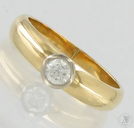 Timanttisormus 1xn.0.18ct, koko 16¼, leveys 4mm, 585,  Paino: 3,9 g