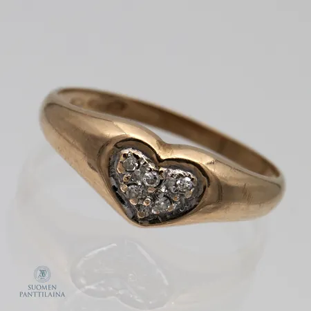 Timanttisormus 5xn0.005ct, koko 15¾, 585,  Paino: 1,2 g