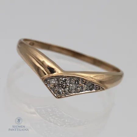 Timanttisormus 7xn0.005ct, koko 17½, 585,  Paino: 1,7 g