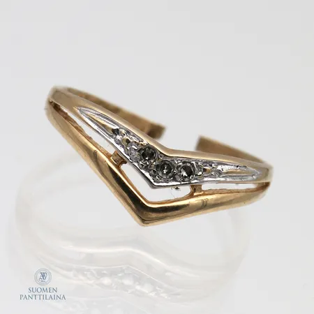 Viallinen timanttisormus 3xn0.005ct, 585,  Paino: 1,2 g