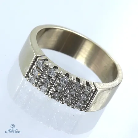Timanttisormus 15xn.0.02ct, koko 17¼, 585 valkokulta,  Paino: 6,4 g