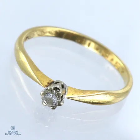 Timanttisormus 1xn0.09ct, koko 17½, 750 kelta- ja valkokulta,  Paino: 1,9 g