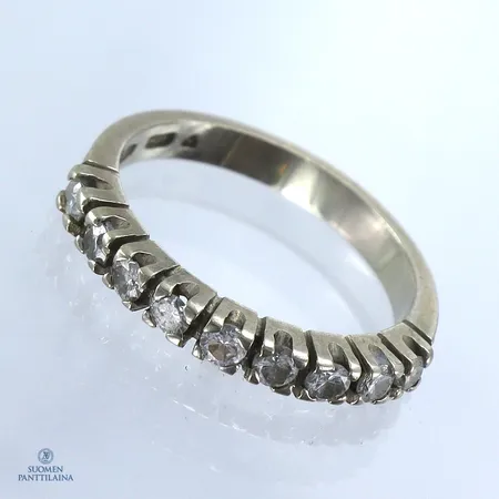 Timanttisormus 9xn0.03ct, koko 14¾, 585 valkokulta, Paino: 1,9 g