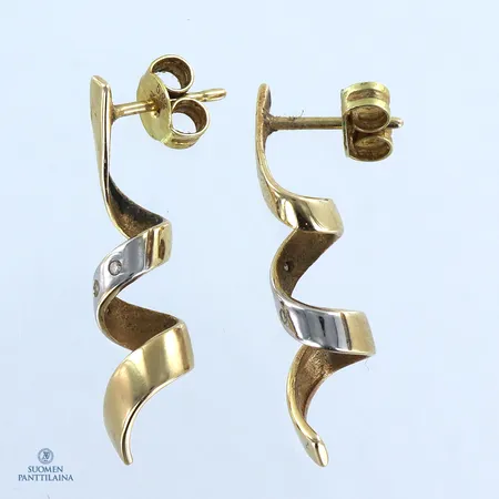 Korvakorut timanteilla 6xn.0.005ct, korkeus 27mm, 585, Paino: 3 g
