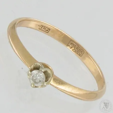 Timanttisormus 1xn0.06ct, koko 16½, 585br, Paino: 1,6 g