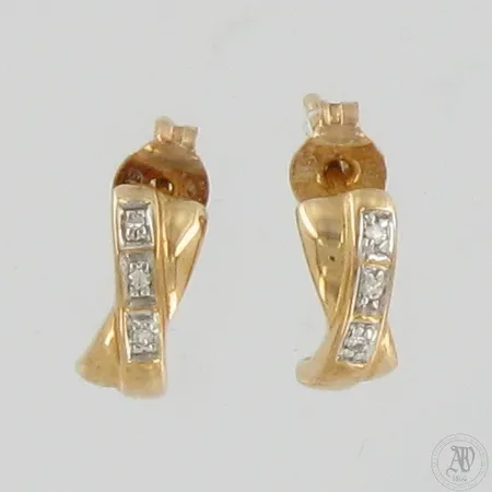 Timanttikorvakorut 6xn0.005ct, korkeus 10mm, 585br,  Paino: 1,2 g