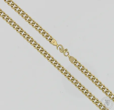 Panssarikaulaketju, pituus 51cm, leveys 5mm, lukko viallinen, 585, Paino: 14,2 g