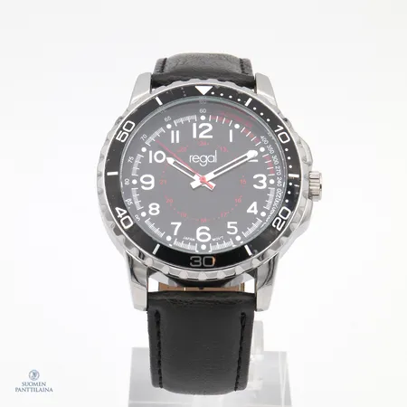 Teräsrannekello Regal, quartz, Ø48mm, nahkaranneke, pituus 220mm  