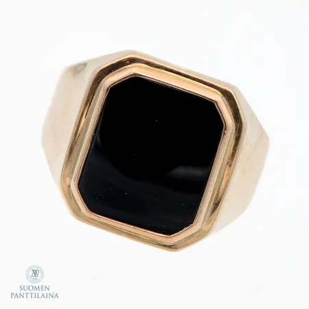 Kantasormus kivellä, koko 19½, 585br,  Paino: 16,2 g