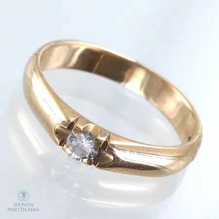 Timanttisormus 1xn.0.10ct, koko 16¼, 585,  Paino: 2,8 g