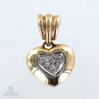Sydän-riipus timantilla 1xn.0.005ct, korkeus 17mm, 585,  Paino: 1,9 g