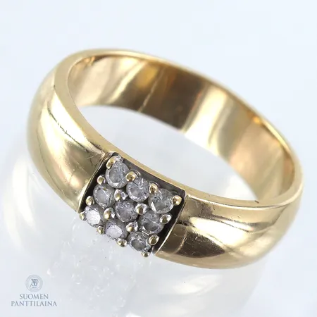 Timanttisormus 9xn.0.02-0.03ct, koko 19½, 585,  Paino: 6,9 g