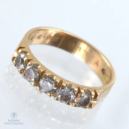 Timanttisormus 5xn.0.17ct, kaiverrettu, koko 17¾, 585,  Paino: 4,1 g