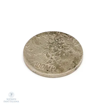 Juhlaraha, Itsenäinen Suomi 75 vuotta 1917-1992, nimellisarvo 100mk, 925,   Paino: 23,9 g