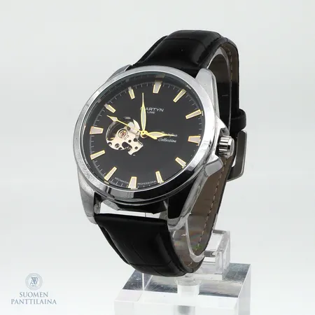 Teräsrannekello Martyn Line, Portolino Collection, automatic, rungon Ø43mm, nahkaranneke kulunut, nahkarannekkeen pituus 185-225mm, 
