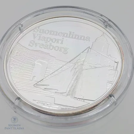 Hopeamitali, Suomenlinna Viapori, Suomalainen, 925, .  Paino: 19,8 g