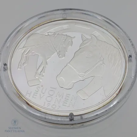 Hopeamitali, Suomen Hevonen 1907, Suomalainen, 925, .  Paino: 20,1 g