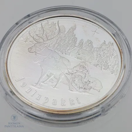 Hopeamitali, Joulupukki, Suomalainen, 925, .  Paino: 20,5 g