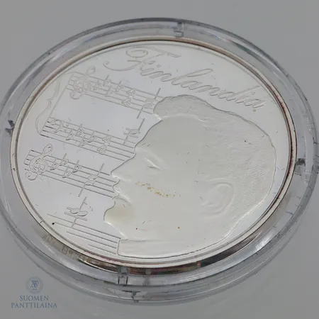 Hopeamitali, Finlandia, Suomalainen, 925, .  Paino: 20,8 g