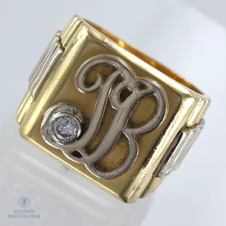 Timanttisormus 1xn.0.10ct, koko 15¾, 585 valkokulta, paino 1,8g