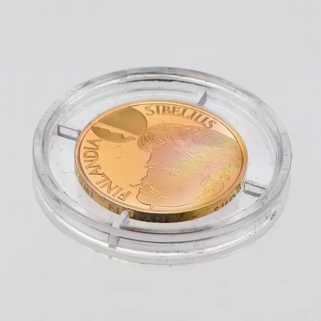Kultainen juhlaraha Jean Sibelius ja säveltaide, 1000mk, 1999, 900,  Paino: 8,6 g