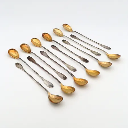 12 cocktail-lusikkaa, pituus 170mm, yksi kaiverrettu, 813,  Paino: 171,2 g