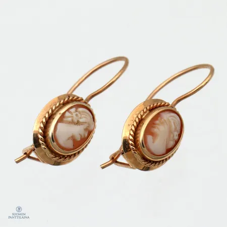 Camee-korvakorut, korkeus 22mm, 585br,  Paino: 1,6 g