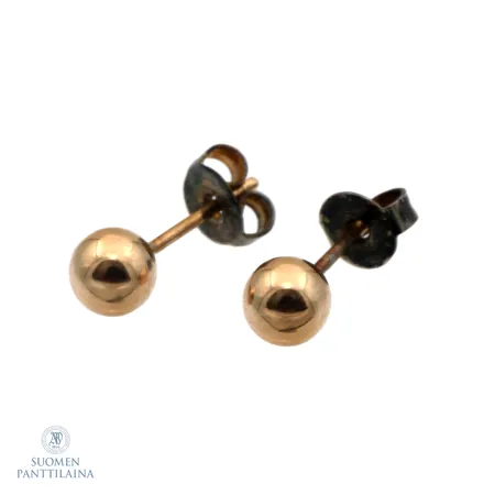 Korvakorut, Ø 4,9mm, taustat metallia, 585br,  Paino: 0,6 g