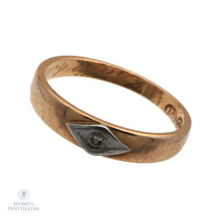 Timanttisormus 1xn.0.005ct, kaiverrettu ja käytön jälkiä, koko 17, 750,  Paino: 3 g